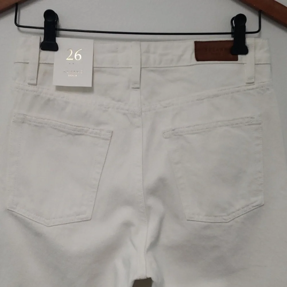 Sezane 1967 ecru denim high rise straight leg pants - Picture 9 of 16